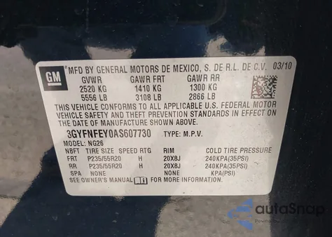 2010 Cadillac Srx Premium Collection z USA, uszkodzony, nr VIN 3GYFNFEYOAS607730